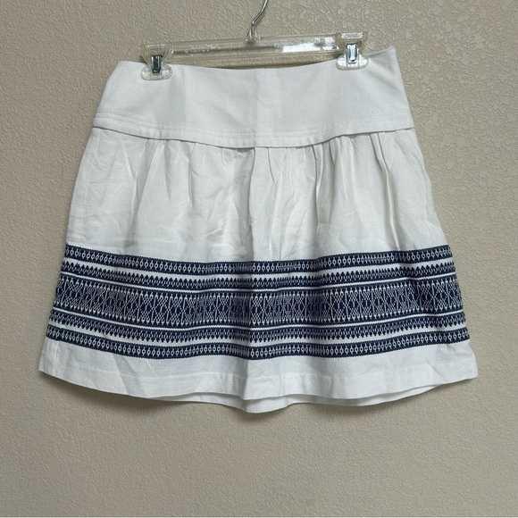 Madewell Women’s White Blue Embroidered Boho A-Line Mini Skirt Size 4 - Picture 1 of 6